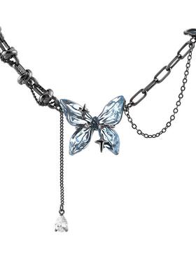 DOACH冰蓝蝴蝶清冷感气质锁骨链