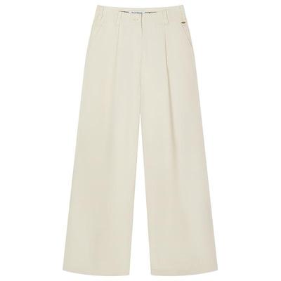 TeenieWeenie小熊秋季时髦阔腿松弛休闲裤长裤白色裤子通勤气质女