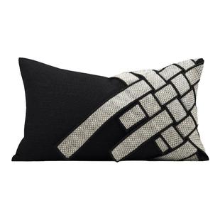 柏洛斯家居 轻奢黑金色几何图案设计师款别墅腰枕抱枕沙发靠枕套
