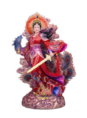 九天玄女神像汉白玉供奉摆件