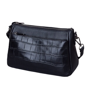 女士斜挎包真皮软皮多层包包女式2025新款鳄鱼纹中年妈妈款单肩包
