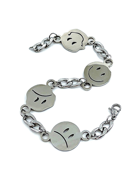 crivla国潮不锈钢笑脸街头手链