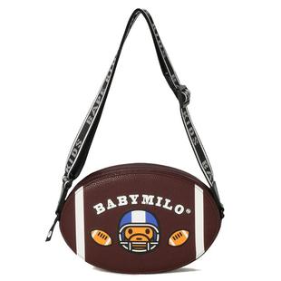 BAPE配饰儿童卡通BABY MILO橄榄球字母印花斜挎包389004J