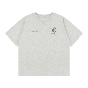 GOODBAI 男女同款花体logo数字93印花V领oversize短袖T恤