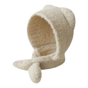 冬季围脖一体帽子女可爱纯色小熊耳朵针织帽加厚款护耳保暖雷锋帽