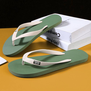 男人字拖外穿防滑百搭夏季 拖鞋 休闲软底橡胶夹脚情侣沙滩Y拖0320m