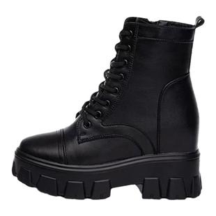 小个子内增高马丁靴女秋冬百搭8CM厚底显瘦休闲短靴真皮加绒保暖