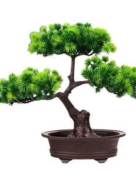 仿真迎客松塑料花假花绿植盆景摆件客厅室内植物盆栽桌面摆设装饰
