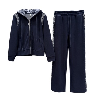 2025秋季新款端庄大气妈妈中年气质时尚母亲婆婆家字母拼卫衣套装