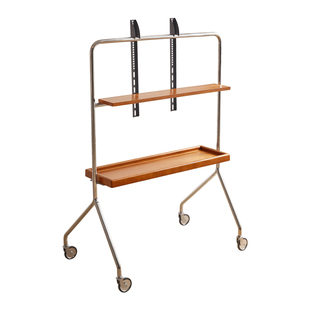 实木可移动电视支架客厅小户型家用电视柜中古风落地电视机架推车