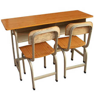 校园书桌防火板培训双人书桌椅中学学生台双位课桌椅旦管学习桌面