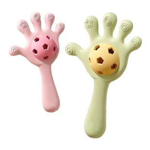 婴儿手摇铃玩具0-1岁新生宝宝益智抓握训练早教可啃咬牙胶磨牙棒