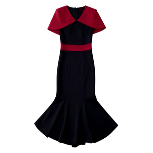 正式场合精致鱼尾连衣裙女夏季气质优雅端庄显瘦设计感礼服长裙子