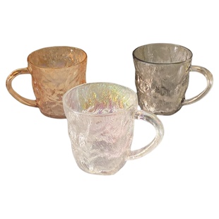 快限定*带把手冰川纹玻璃杯磨砂高级感ins高颜值杯子女家用