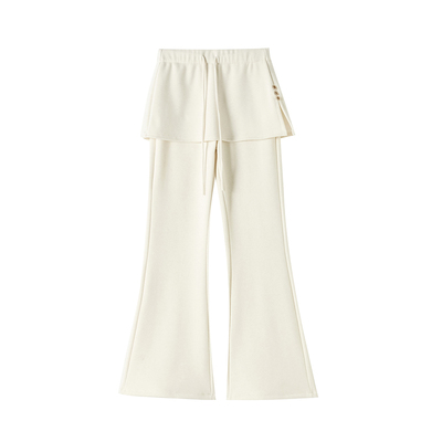 秋冬季加绒羊绒屁帘微喇裤运动裤