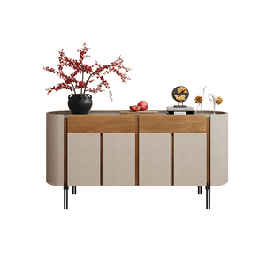 轻奢简约玄关柜马鞍皮意式餐边柜家用入户客厅装饰柜收纳柜储物柜