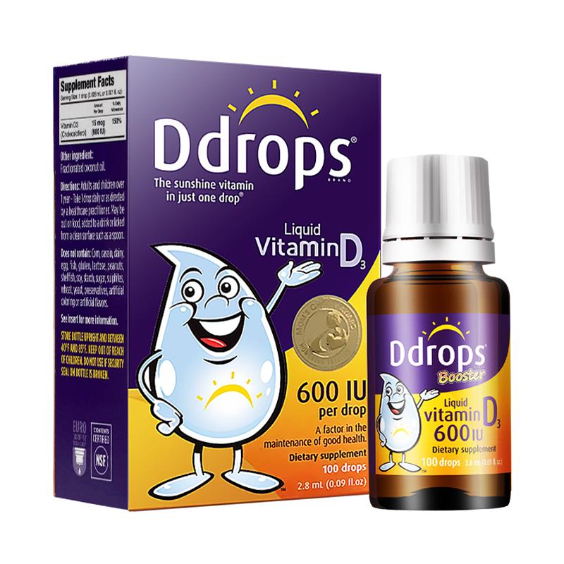 【自营】Ddrops滴卓思VD3滴剂儿童DD小滴瓶600IU促钙吸收2.8ml