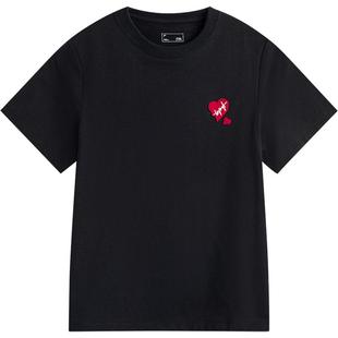 李宁短袖女士夏季官方新款爱心宽松上衣休闲印花T恤女针织运动服