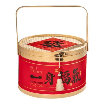 新年中式竹编篮子糕点礼物盒