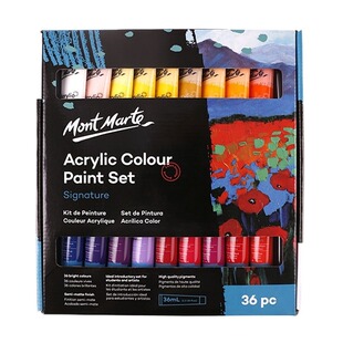 蒙玛特丙烯颜料36ml初学者套装小盒装炳烯24色管装手绘墙绘彩绘涂鸦画画鞋材料12色防水不掉色画衣服鞋子颜料