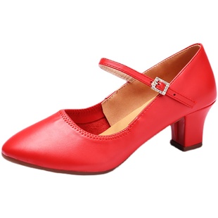 高跟新款广场舞女鞋中老年舞蹈鞋女软底真皮跳舞鞋四季交谊舞鞋