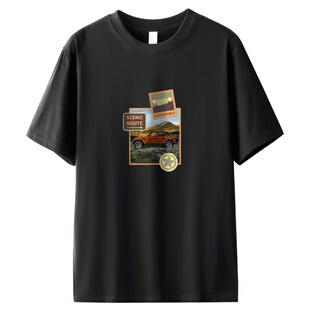 JEEP 纯棉t恤男短袖夏季320g美式重磅休闲打底体恤厚实半袖上衣服