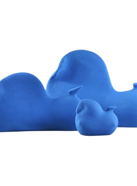 陶瓷侘寂风咖色蓝色抽象马雕塑