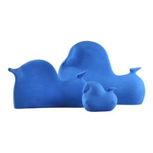 中古侘寂风陶瓷浅咖哑蓝色抽象马雕塑摆件家居玄关电视柜软装饰品