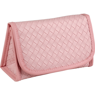 化妆包便携式小号带镜子补妆包外出包内收纳小包气垫口红收纳包