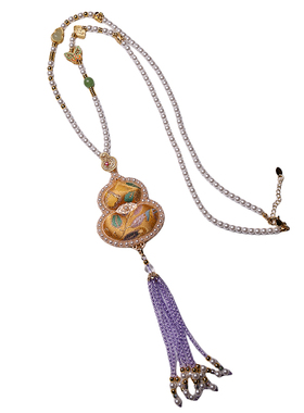 中国风宋锦葫芦水晶流苏汉服旗袍