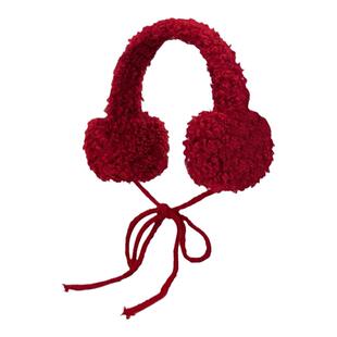安克拉红色可爱耳暖冬季绑带防寒护耳耳罩女保暖chic摇粒绒耳捂子