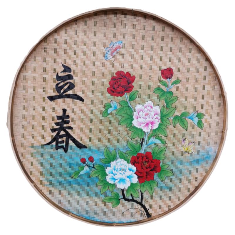 二十四节气手绘簸箕画学校装饰画
