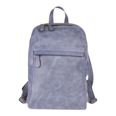 舒适蓝色皮革电脑旅行双肩背包
