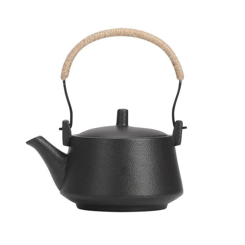 黑陶茶具提梁茶壶日式简约家用过滤手提单壶陶瓷功夫茶具泡茶壶