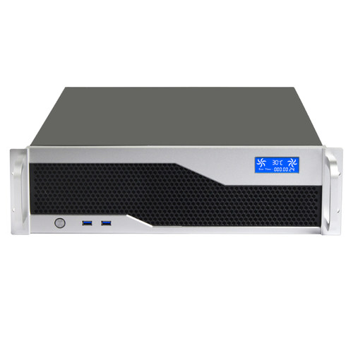 3U机箱400短机架式MATX紧凑型ATX电源3.0USB温控屏工控主机服务器