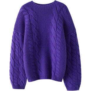 爆美的节奏！显瘦新贵~重磅加厚粗棒针羊绒衫女圆领纯羊绒毛衣冬