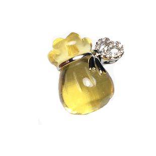 捡漏黄水晶钱袋吊坠女锁骨链黄水晶福袋招财转运饰品生日礼物