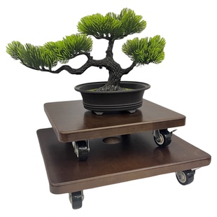 方形实木花盆重物托盘带轮大承重万向滚轮长方形移动花架底座花托