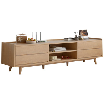 田园风原木色实木腿电视柜茶几