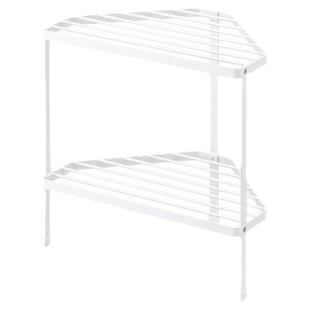 日本山崎实业YAMAZAKI锅具台面转角收纳架厨房双层放锅三角台面架