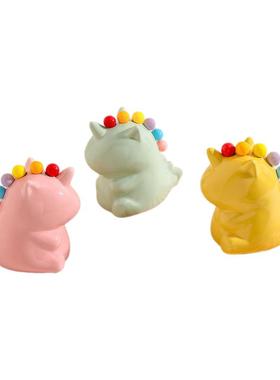 可爱独角兽水果叉收纳摆件