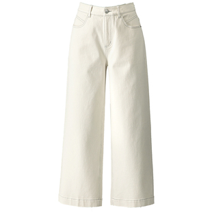 米色直筒裤加绒牛仔裤女2025新款冬季加厚小个子裤子窄版阔腿裤