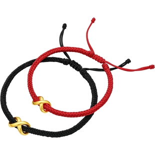 周六福黄金5d硬金手绳情侣款定价莫比乌斯环手饰送女生情人节礼物