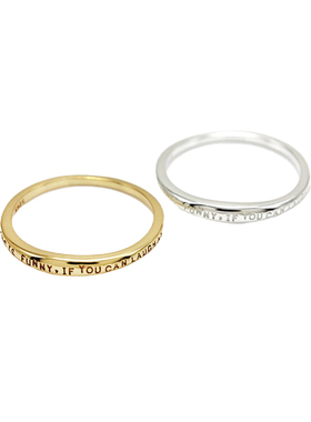 S925银镀10K金日系刻字戒指