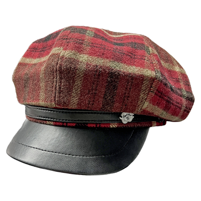 易碎商店复古圣诞红格八角帽