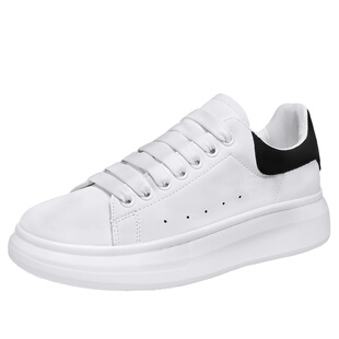 情侣鞋子韩版百搭小白鞋男女款厚底增高休闲运动潮鞋白色板鞋黑尾