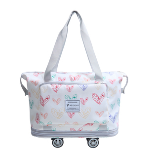 袋鼠带轮子旅行包女士带滑轮行李包大容量可拆卸可折叠手提行李袋