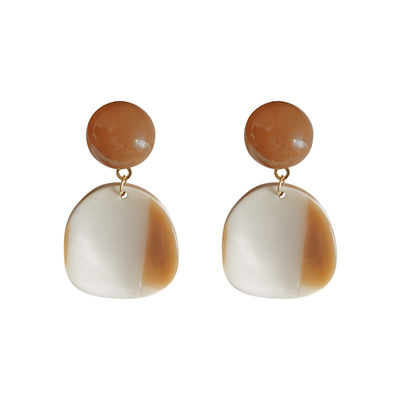 奶茶系秋冬新款亚克力几何耳钉饰