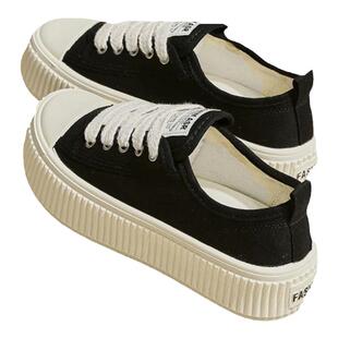 爆款超火透气厚底帆布鞋女鞋2026春季新款百搭女款休闲板鞋子春款