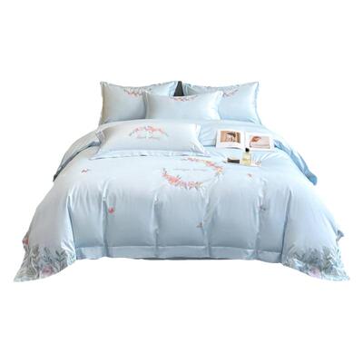 轻奢风200支长绒棉纯棉四件套四季全棉裸睡被套家纺床笠床上用品4